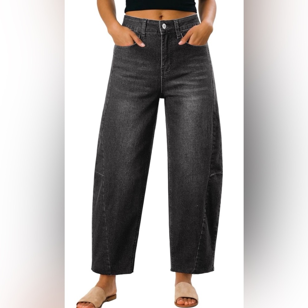 Elegant Black Wide Leg Women's Jeans
